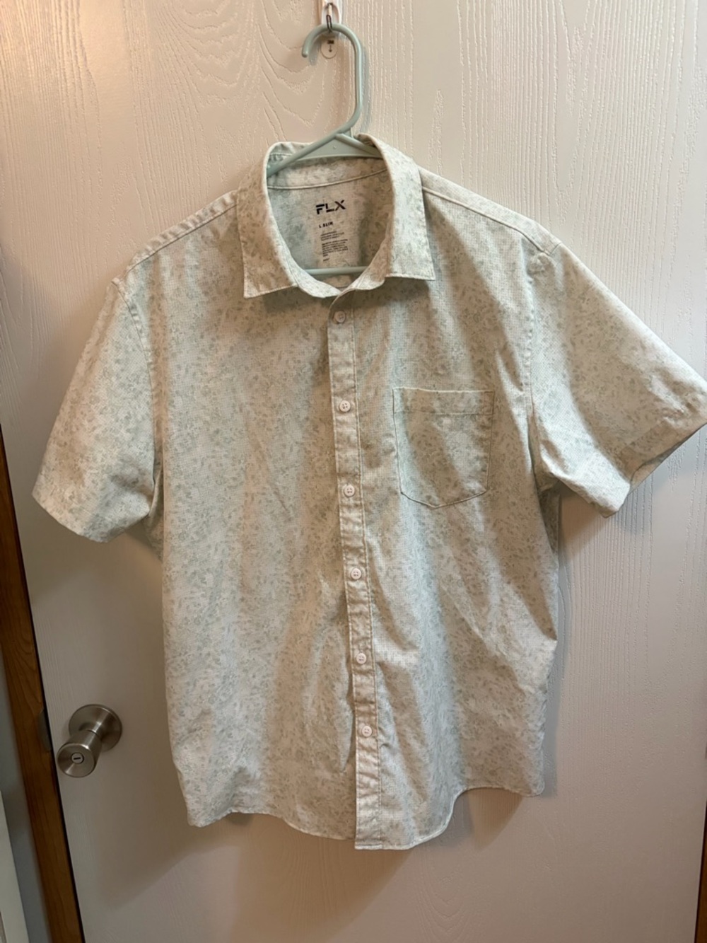 FLX Mens Short-Sleeve Button-Up Shirt SZ L Slim Beach Fishing